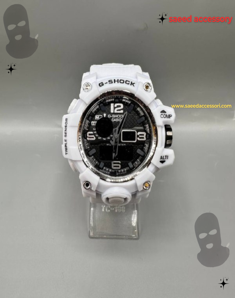 ساعت جی شاک  G-SHOCK سفید نوار مشکی